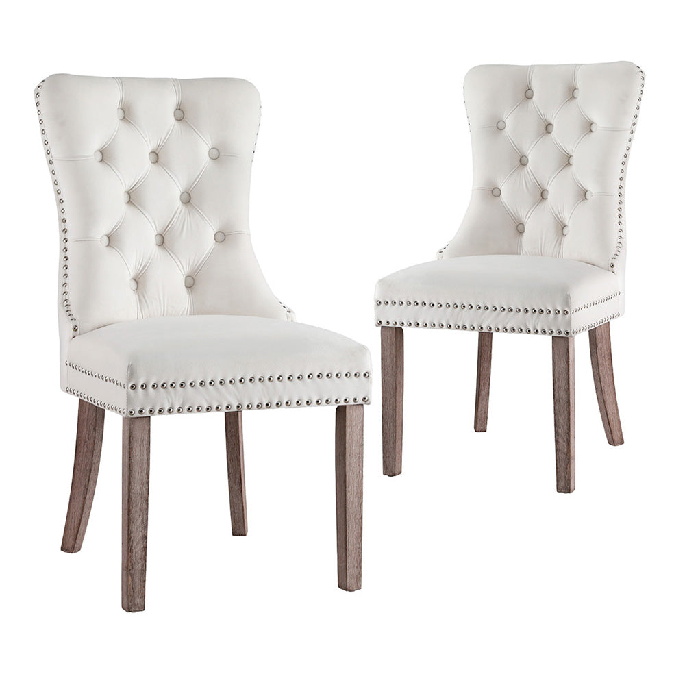 1 Set of 2 Artiss Dining Chairs Beige Velvet - VogueDecor.au