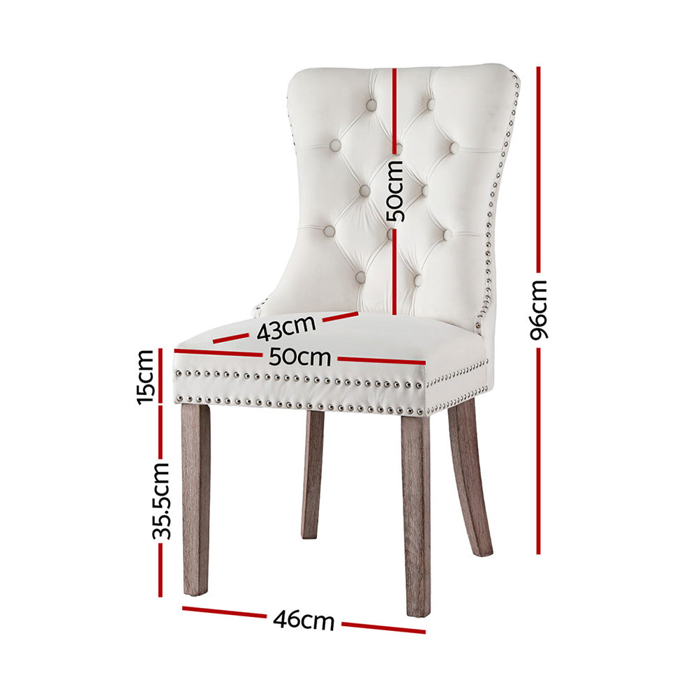 1 Set of 2 Artiss Dining Chairs Beige Velvet - VogueDecor.au