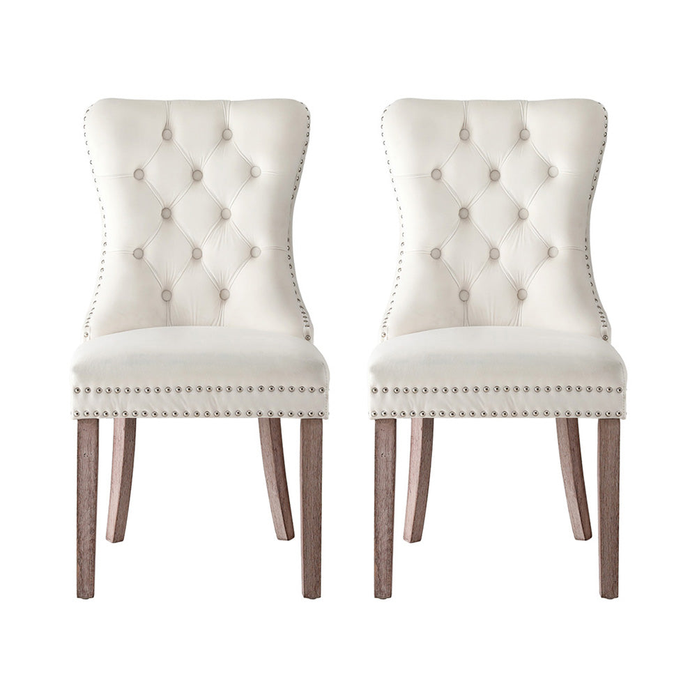 1 Set of 2 Artiss Dining Chairs Beige Velvet - VogueDecor.au