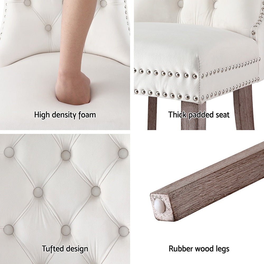 1 Set of 2 Artiss Dining Chairs Beige Velvet - VogueDecor.au