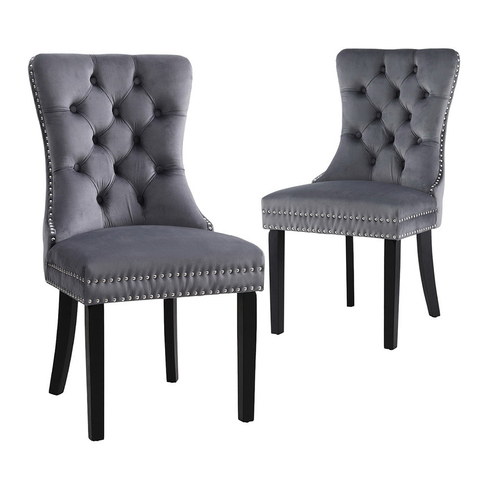 1 Set of 2 Artiss Dining Chairs Grey Velvet - VogueDecor.au