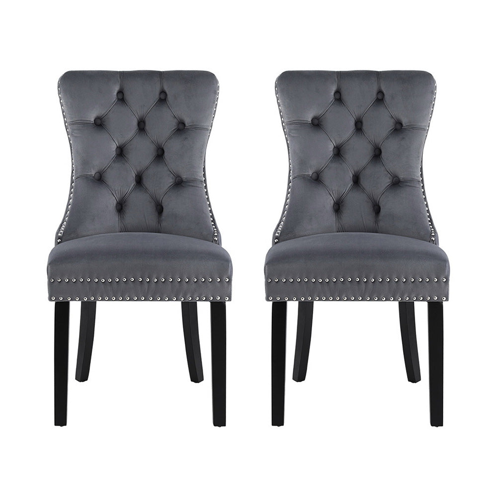 1 Set of 2 Artiss Dining Chairs Grey Velvet - VogueDecor.au