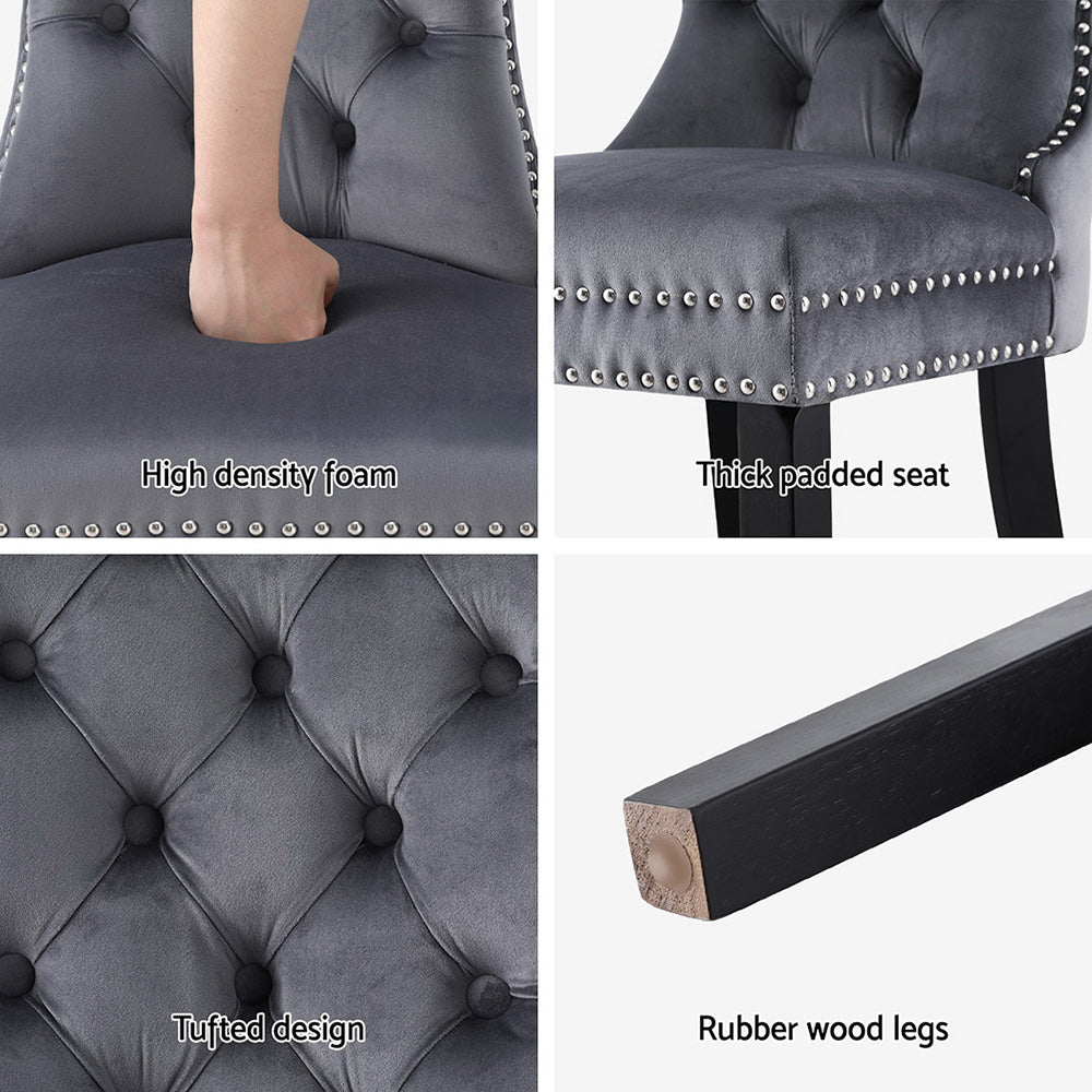 1 Set of 2 Artiss Dining Chairs Grey Velvet - VogueDecor.au