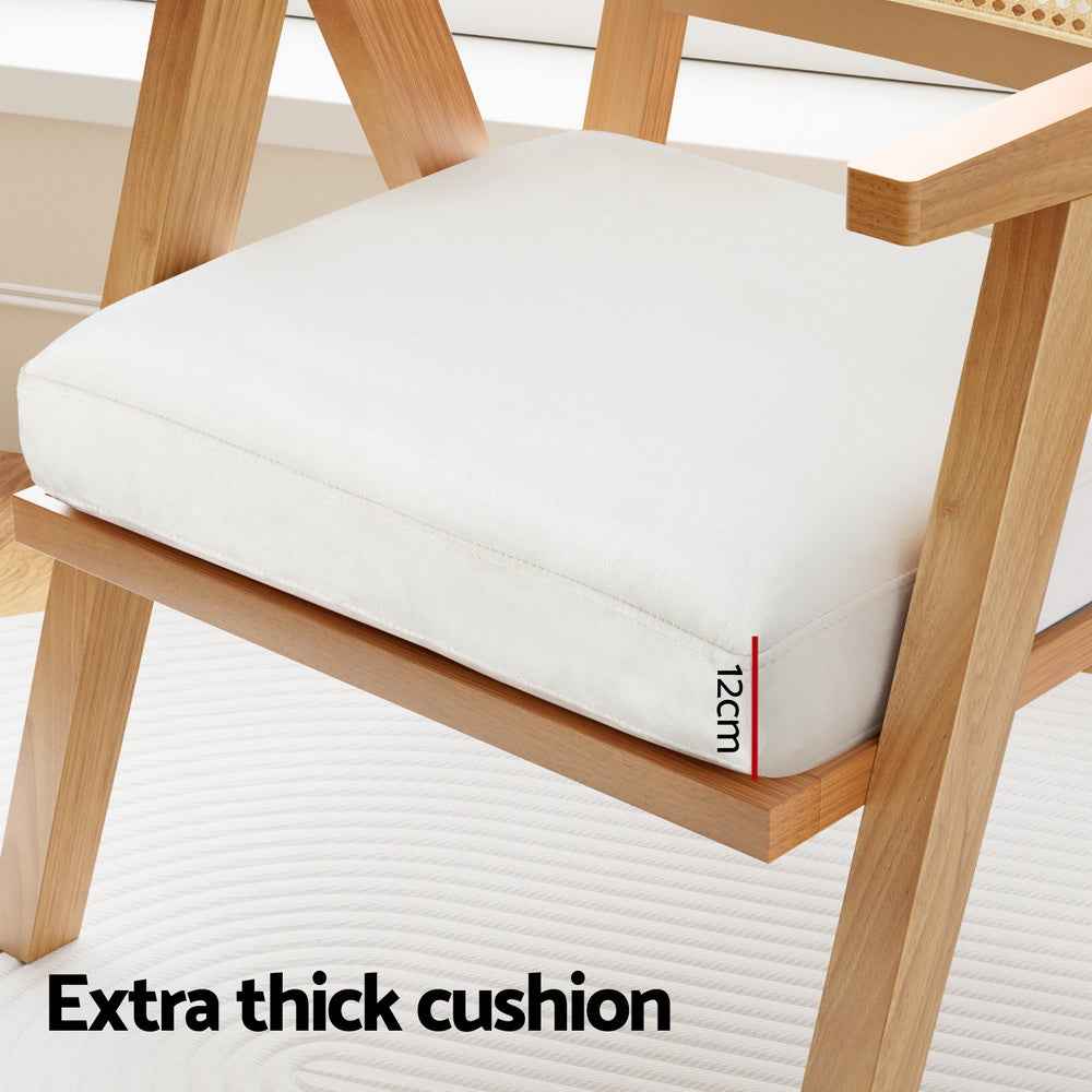 Artiss Armchair Accent Chair Lounge Rattan Velvet Pine - VogueDecor.au