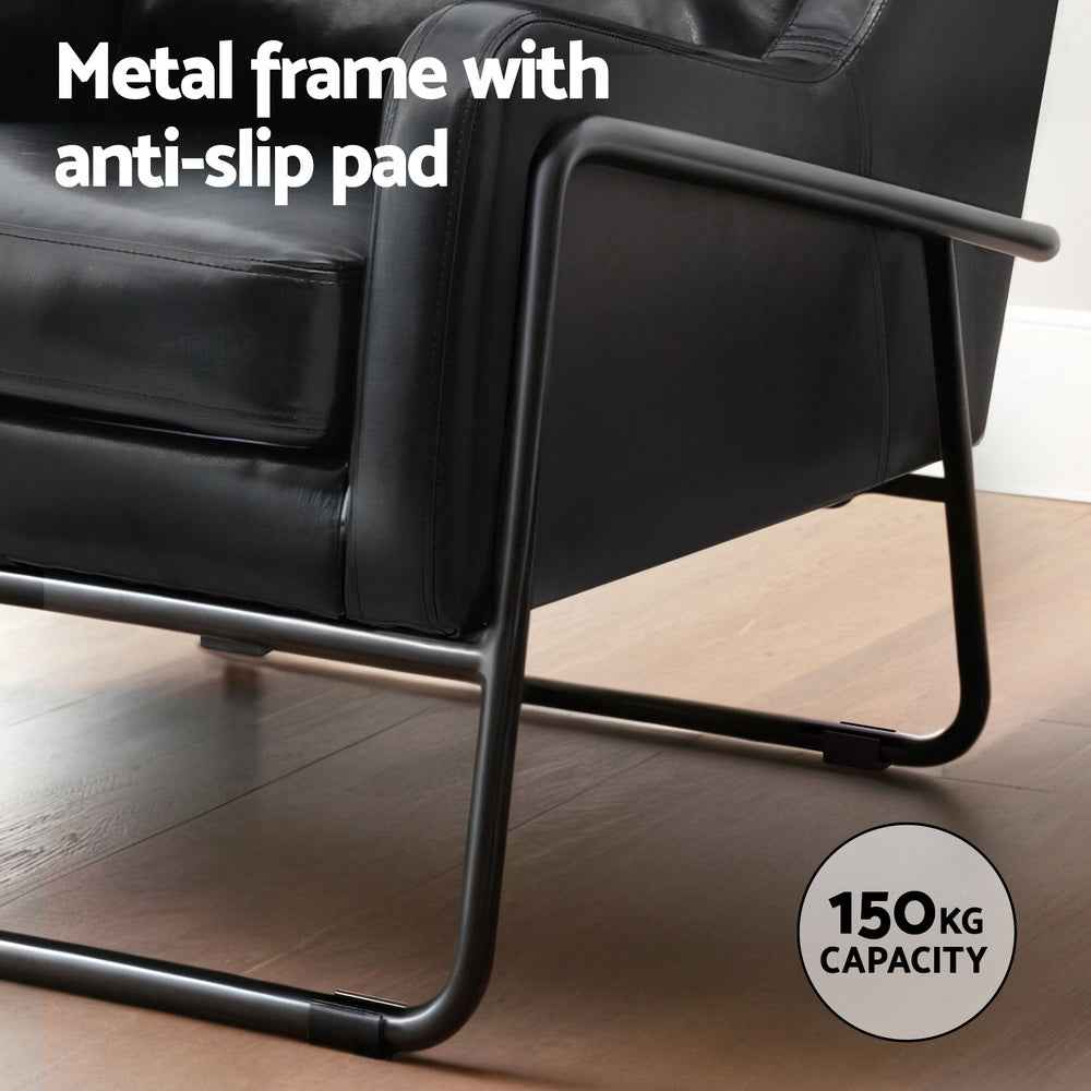 Artiss Armchair Accent Chair PU Leather Wingback Black - VogueDecor.au