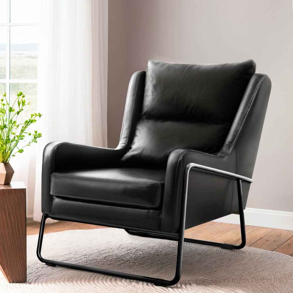 Artiss Armchair Accent Chair PU Leather Wingback Black - VogueDecor.au