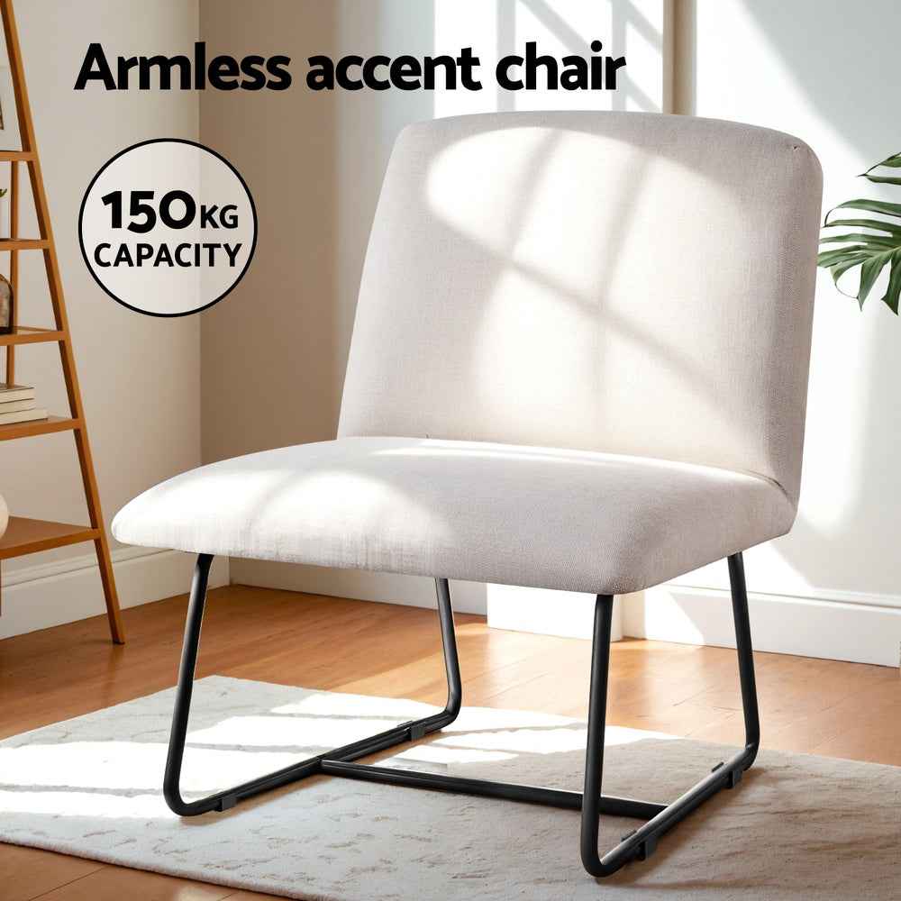 Artiss Accent Chair Armchair Cross Leg Beige - VogueDecor.au