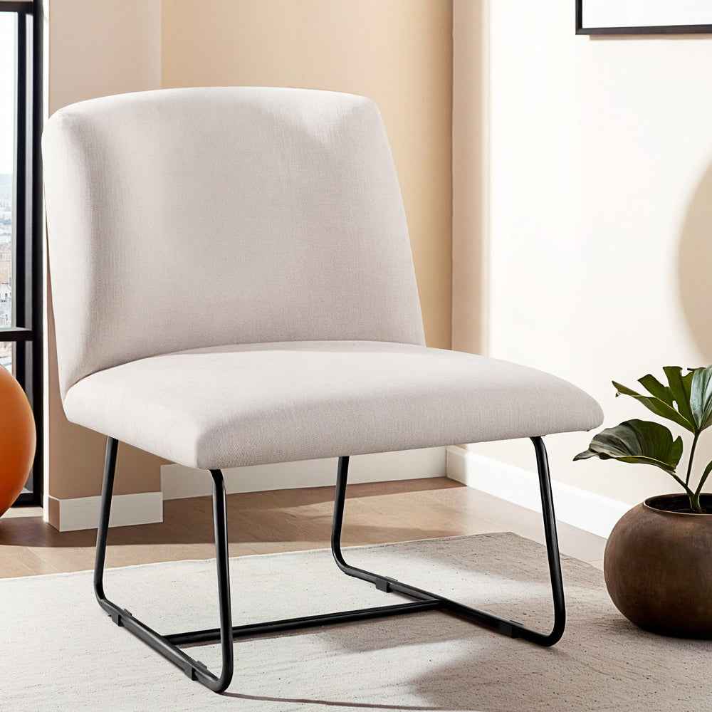 Artiss Accent Chair Armchair Cross Leg Beige - VogueDecor.au