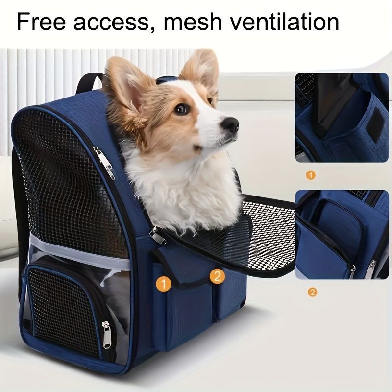 Dog Carrier Backpack Pet Transport Bag Travel Accessory For Dogs Dog Supplies - Gray - Size routine