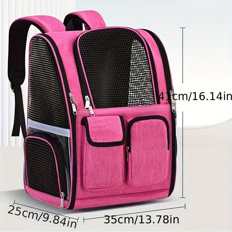 Dog Carrier Backpack Pet Transport Bag Travel Accessory For Dogs Dog Supplies - Red - Size routine