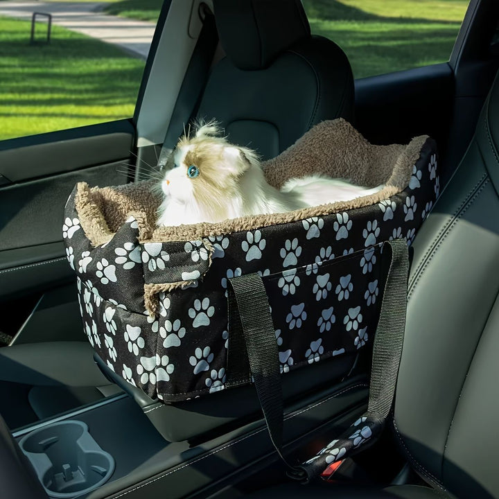 Portable Dog Carrier Dog Transport Box Furry Lining Dog Carrier High-Quality - Black - Size Regular