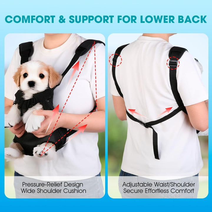 Dog Carrier Backpack Small Dog Carrier Pet Carrier Hands-Free Dog Carrier - Black / S