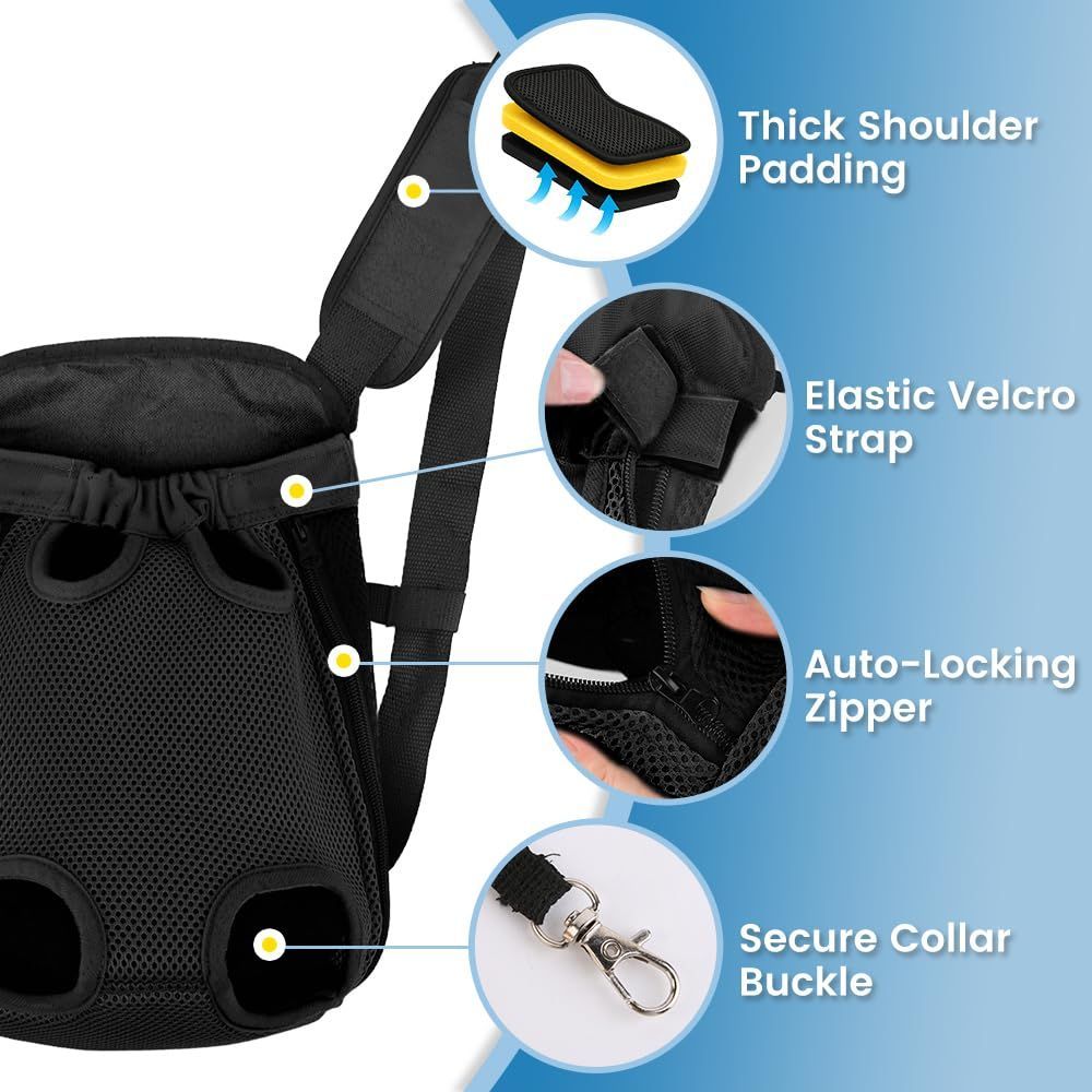Dog Carrier Backpack Small Dog Carrier Pet Carrier Hands-Free Dog Carrier - Black / S