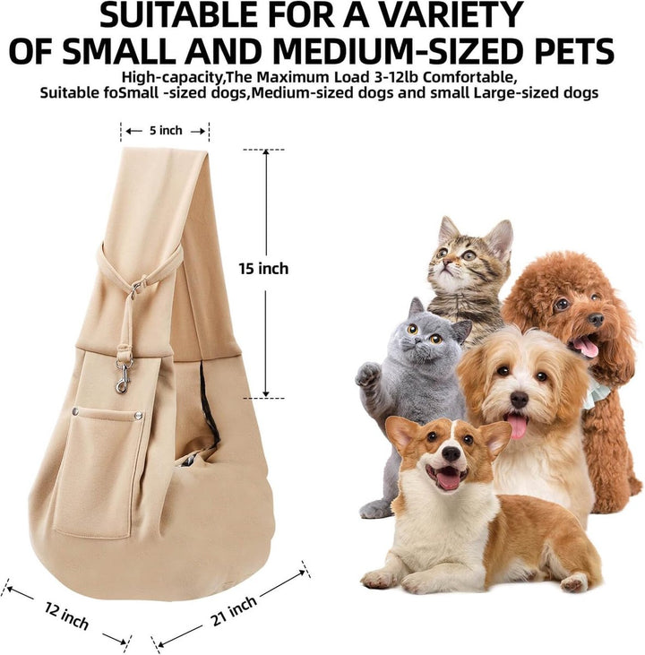 Dog Carrier Bag - Dog Sling - Waterproof - Dog Bag - Cat Travel Bag - Dog Carrier - Pet Carrier Bag Dog - Small Dog Front Carrier for Travel - Animal Carrier Bag - Max 10 Kg - Dog Carrier Bag - For Cats, Dogs and Pets - Khaki