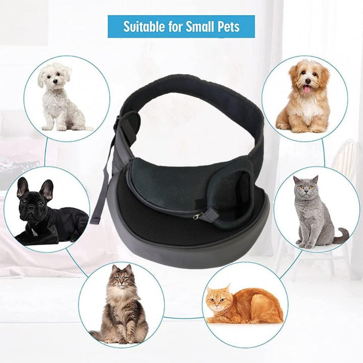 Dog Carrier Bag - Dog Sling - Dog Bag - Dog Carrier Sling - Dog Carrier Bag for Travel - Pet Carrier Bag - Shoulder Dog Bag - Cat Travel Bag - Pet Travel Bag - 42 x 26 Cm - Suitable For 3-7 Kg - Black