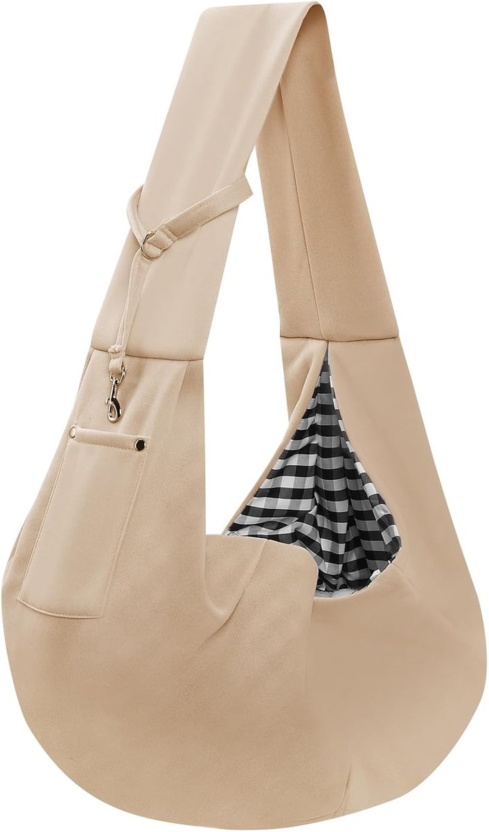 Dog carrier bag - reversible puppy carrier bag - pet bag - cat backpack - dog and cat carrier bag - with storage compartment - shoulder bag - hands-free dog carrier bag - for small dogs and cats - Khaki