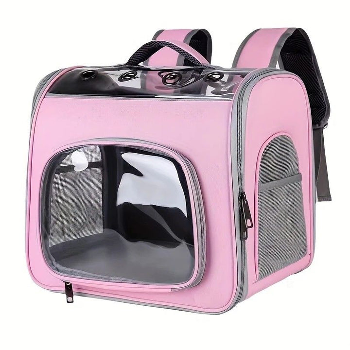 Pet Backpack Portable Transparent Foldable Comfort Design Hands-Free Travel for Cats Small Dogs(PINK)