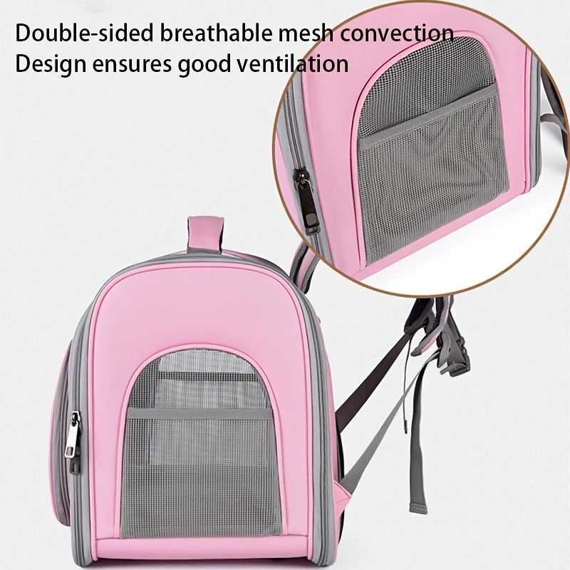 Pet Backpack Portable Transparent Foldable Comfort Design Hands-Free Travel for Cats Small Dogs(PINK)