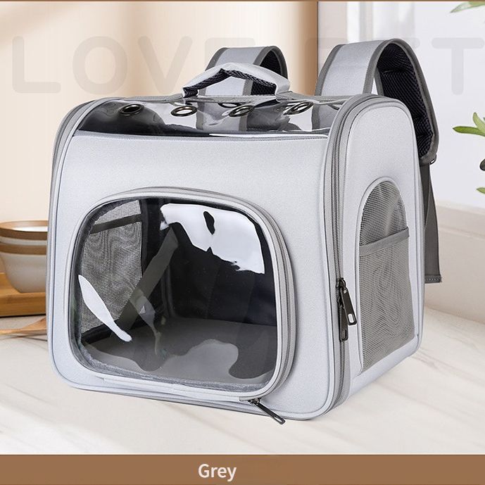 Pet Backpack Portable Transparent Foldable Comfort Design Hands-Free Travel for Cats Small Dogs(grey)