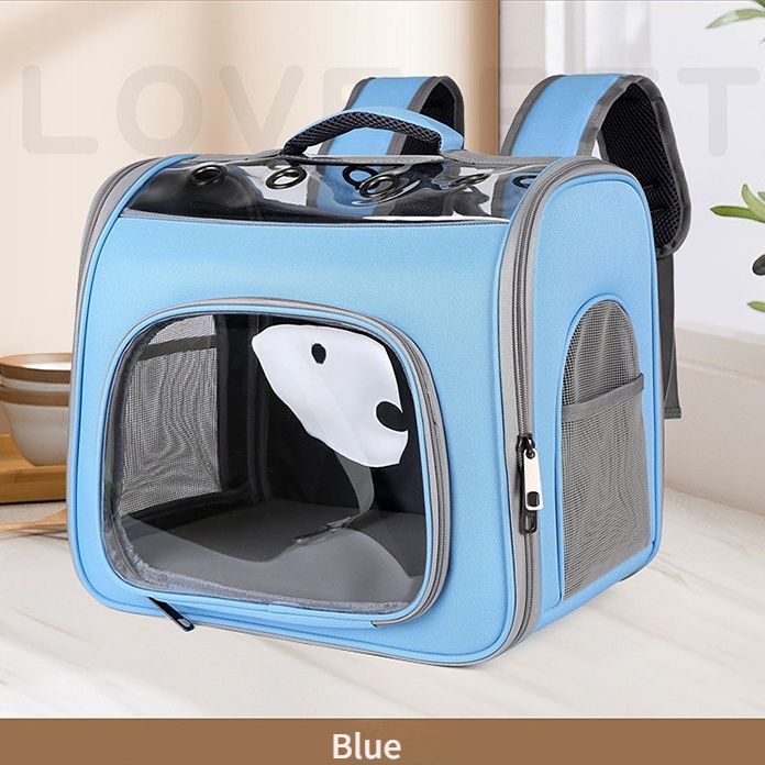 Pet Backpack Portable Transparent Foldable Comfort Design Hands-Free Travel for Cats Small Dogs(BLUE)
