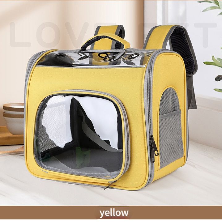 Pet Backpack Portable Transparent Foldable Comfort Design Hands-Free Travel for Cats Small Dogs(YELLOW)