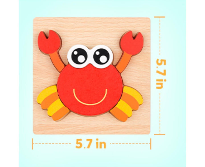 Wooden Jigsaw Puzzle Set, 6 Pack Animal Shape Color Montessori Toy, Fine Motor Skill Early Learning Gift