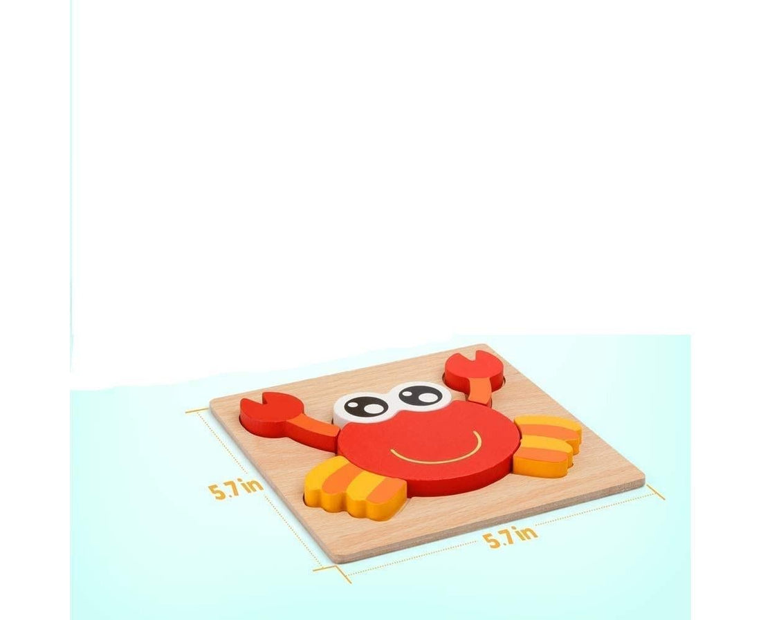 Wooden Jigsaw Puzzle Set, 6 Pack Animal Shape Color Montessori Toy, Fine Motor Skill Early Learning Gift