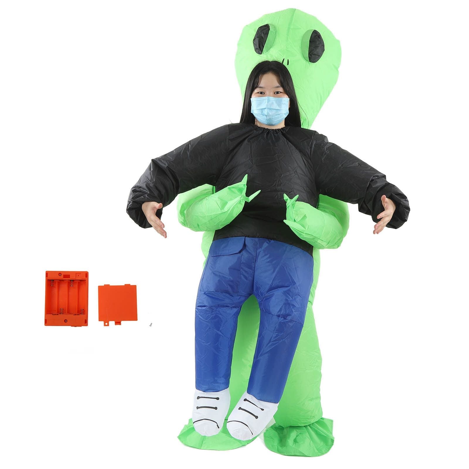 Inflatable Alien Rider Costumes Innovative Fun Waterproof Alien Carry People Costume for Cosplay Party Festival Children(for 120‑140cm)