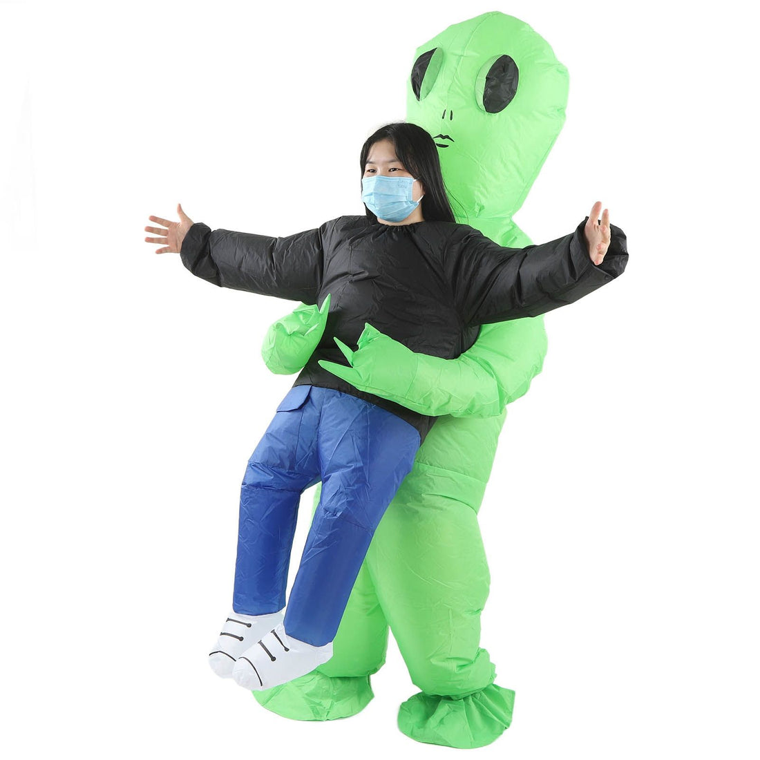 Inflatable Alien Rider Costumes Innovative Fun Waterproof Alien Carry People Costume for Cosplay Party Festival Children(for 120‑140cm)