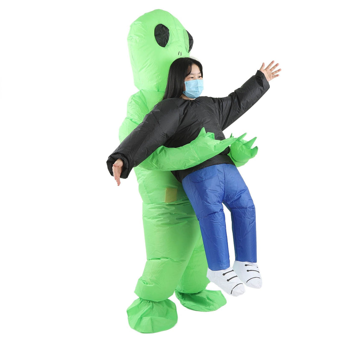 Inflatable Alien Rider Costumes Innovative Fun Waterproof Alien Carry People Costume for Cosplay Party Festival Children(for 120‑140cm)