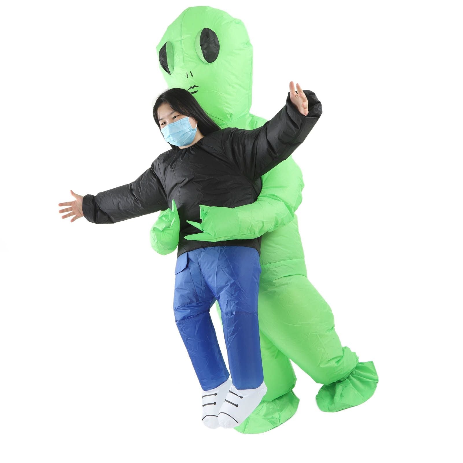 Inflatable Alien Rider Costumes Innovative Fun Waterproof Alien Carry People Costume for Cosplay Party Festival Children(for 120‑140cm)