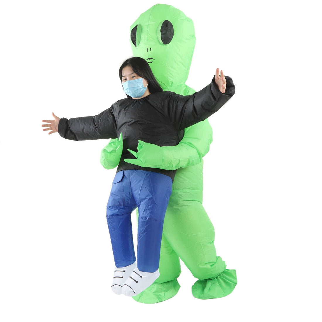 Inflatable Alien Rider Costumes Innovative Fun Waterproof Alien Carry People Costume for Cosplay Party Festival Children(for 120‑140cm)