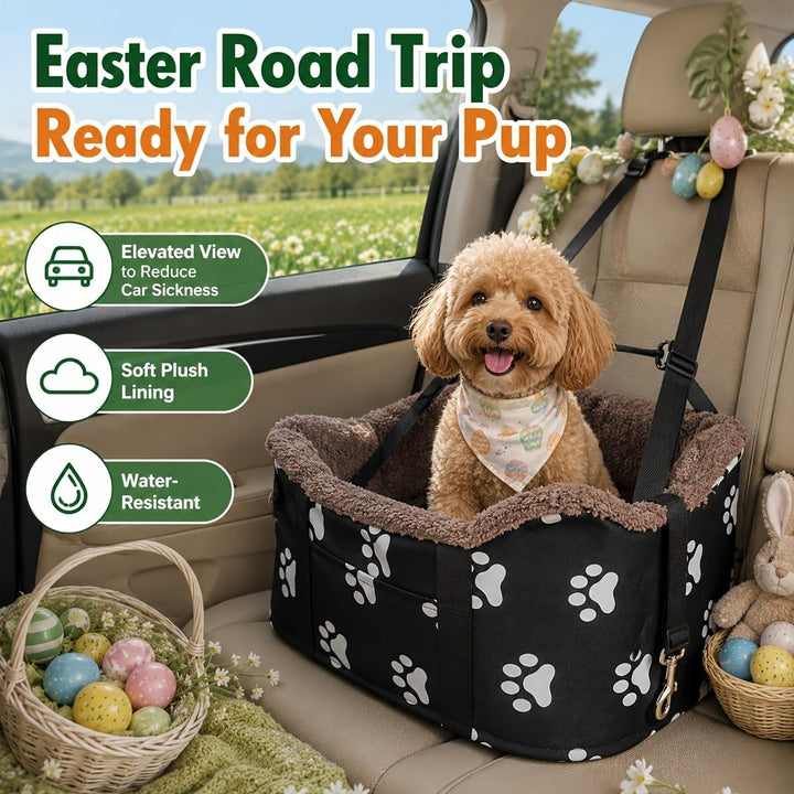Portable Pet Carrier Car Seat for Small Dogs and Cats, Versatile Travel Pet Bed with Elevated View to Reduce Car Sickness, Water-Resistant Oxford Fabric, Secure Strap for Safe Rides, (Black)