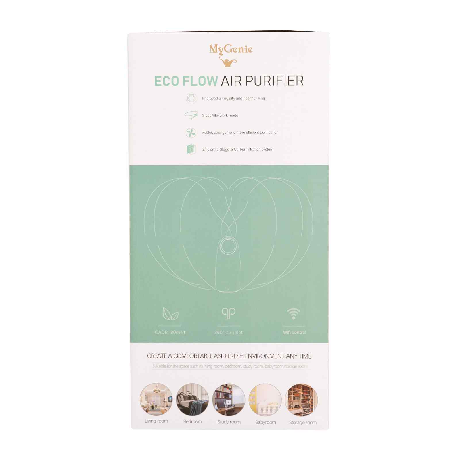MyGenie Ultra Quiet Eco Flow Air Purifier WI-FI Control HEPA Filter White - VogueDecor.au