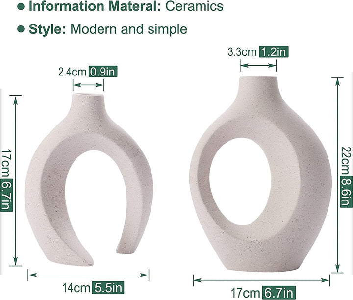 Ceramic Set of 2 Creative White Vases for Home Decor - VogueDecor.au