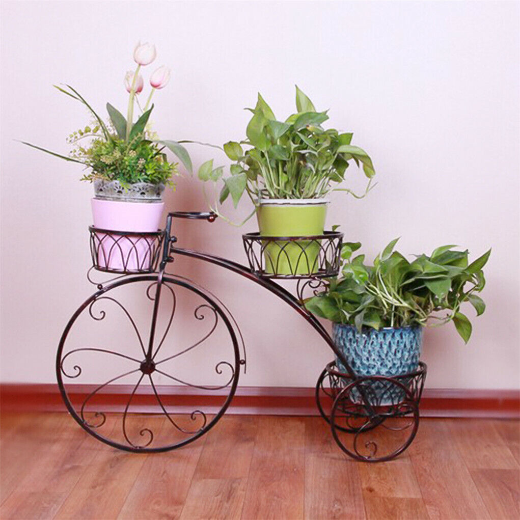 Iron Bicycle Plant Stand Rack Indoor Outdoor Garden