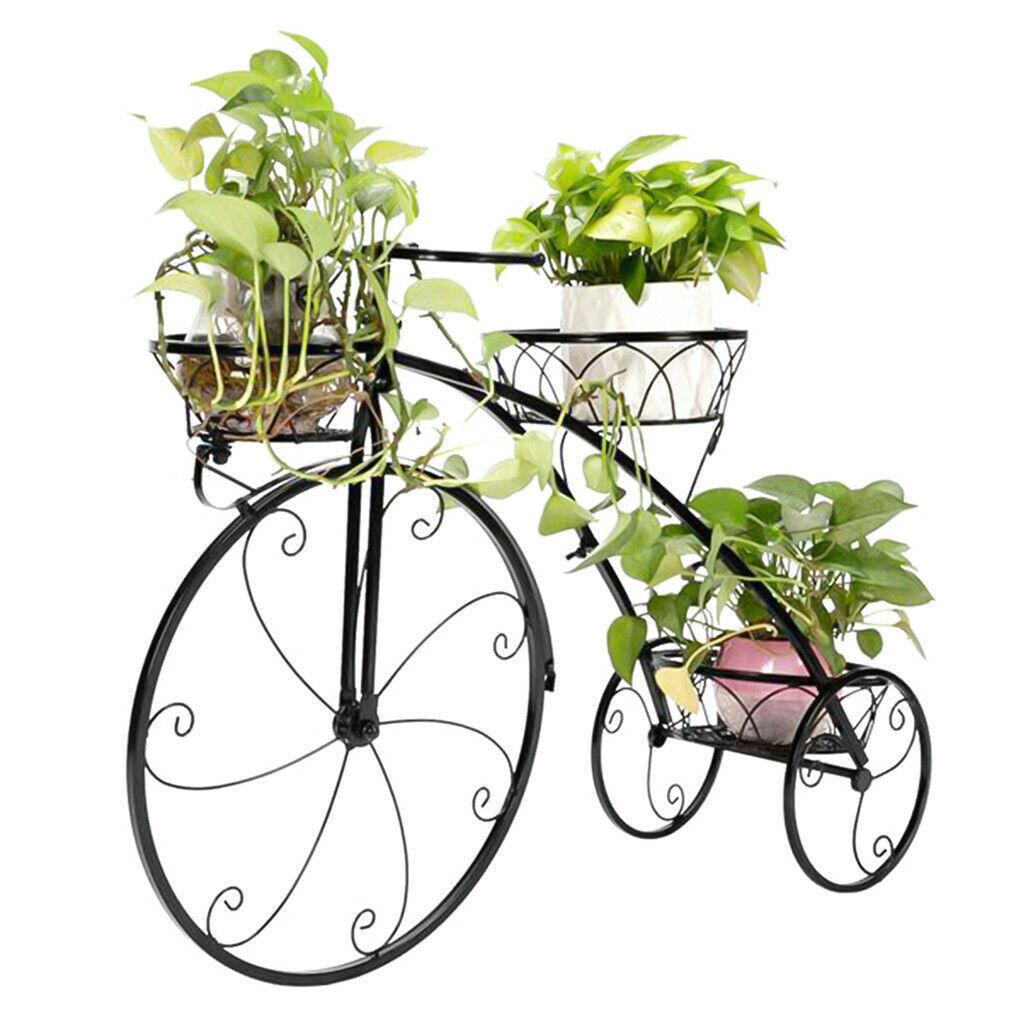 Iron Bicycle Plant Stand Rack Indoor Outdoor Garden