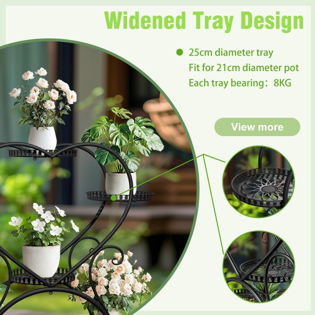 Rolling Metal Plant Stand Indoor Outdoor Garden Display Shelf