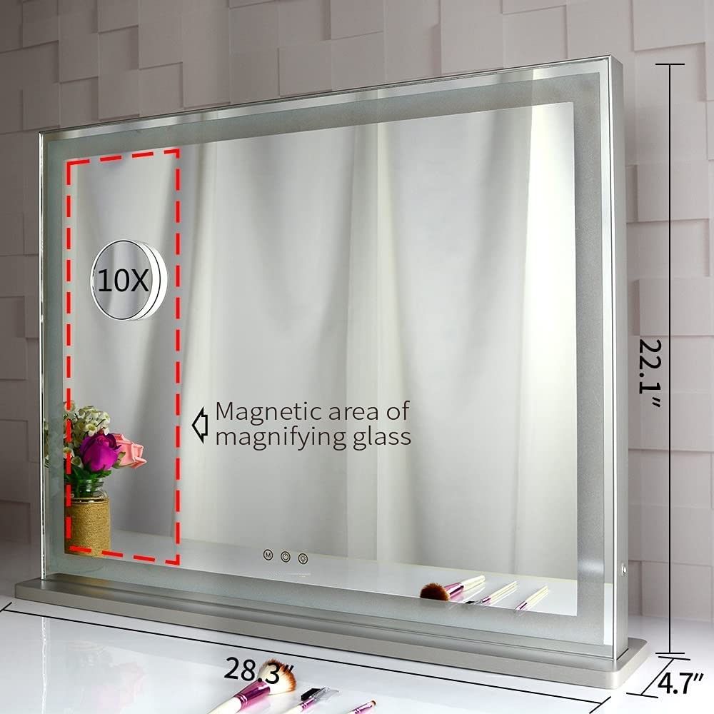 Hollywood LED Makeup Mirror with Smart Touch Control and 3 Colors Dimmable Light (72 x 56 cm) - VogueDecor.au
