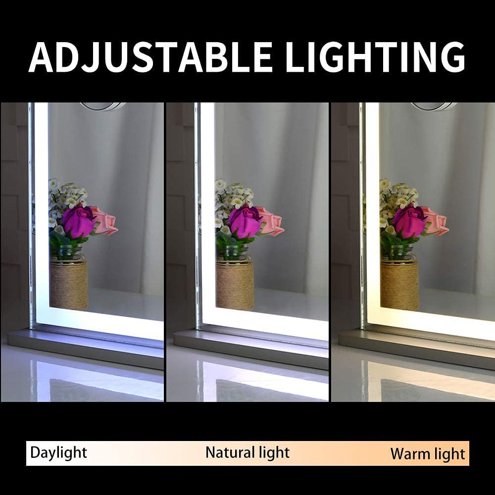 Hollywood LED Makeup Mirror with Smart Touch Control and 3 Colors Dimmable Light (72 x 56 cm) - VogueDecor.au