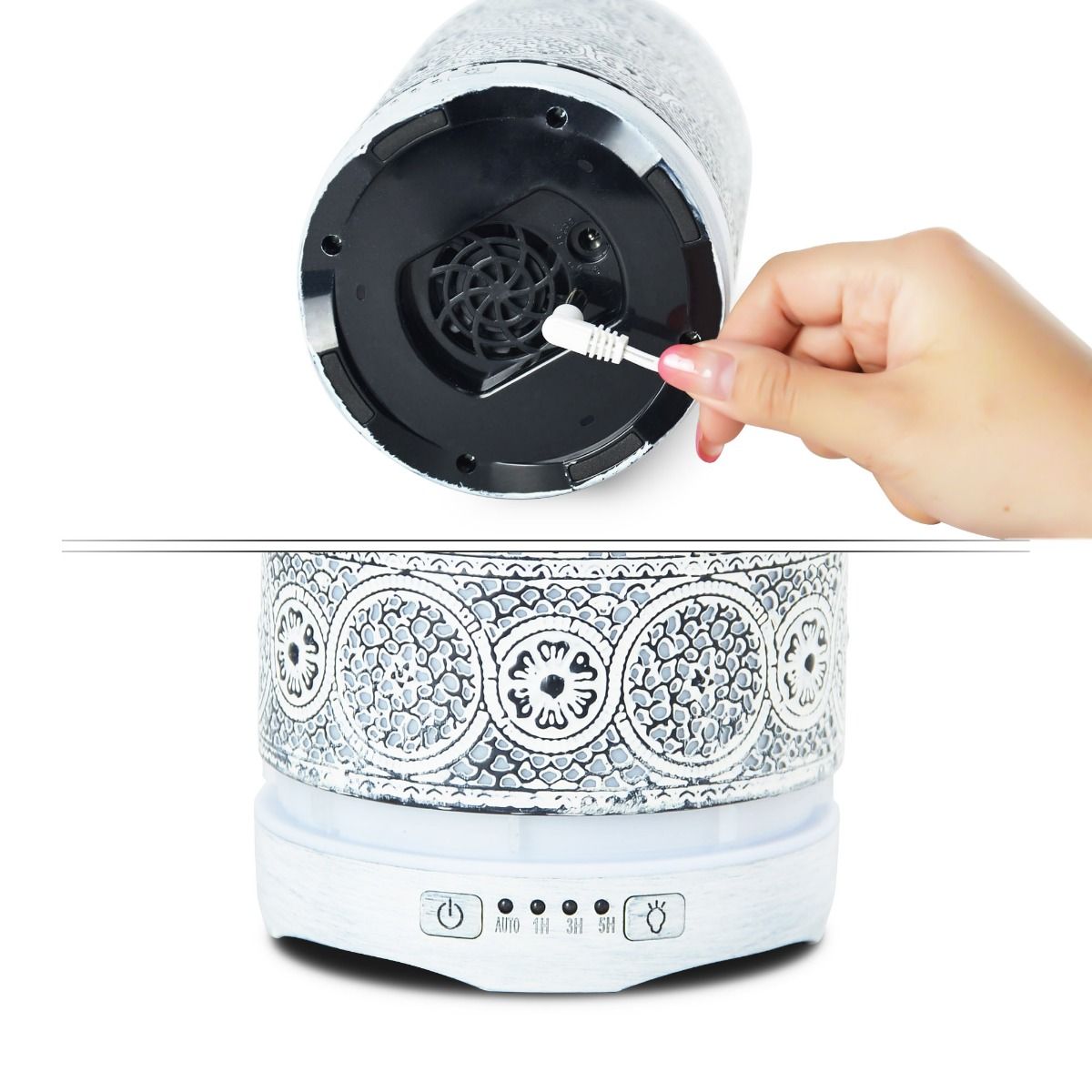 activiva 260ml Metal Essential Oil and Aroma Diffuser-Vintage White - VogueDecor.au