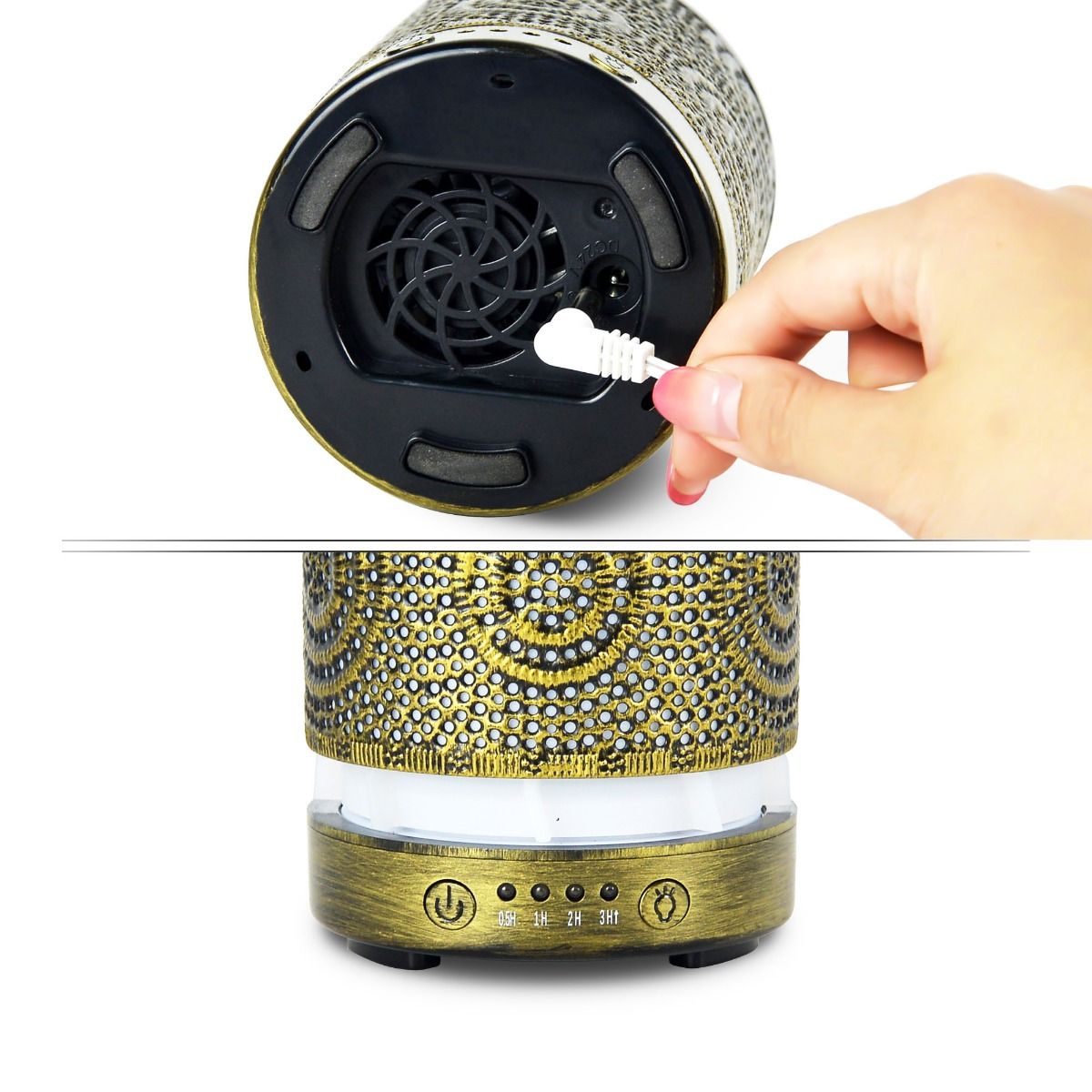 activiva 100ml Metal Essential Oil and Aroma Diffuser-Vintage Gold - VogueDecor.au