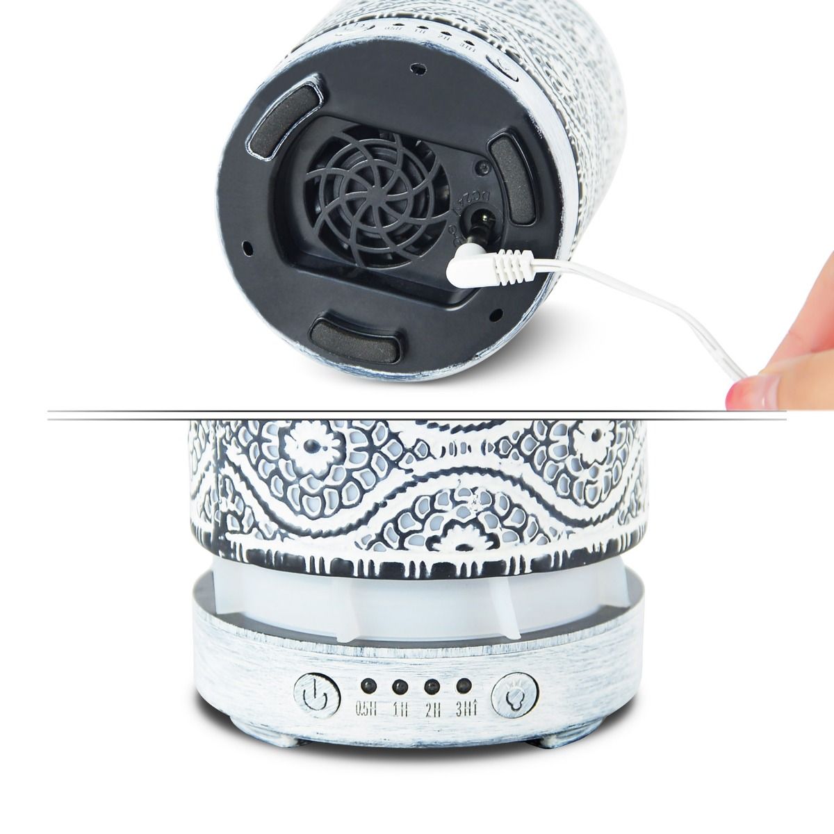 activiva 100ml Metal Essential Oil and Aroma Diffuser-Vintage White - VogueDecor.au