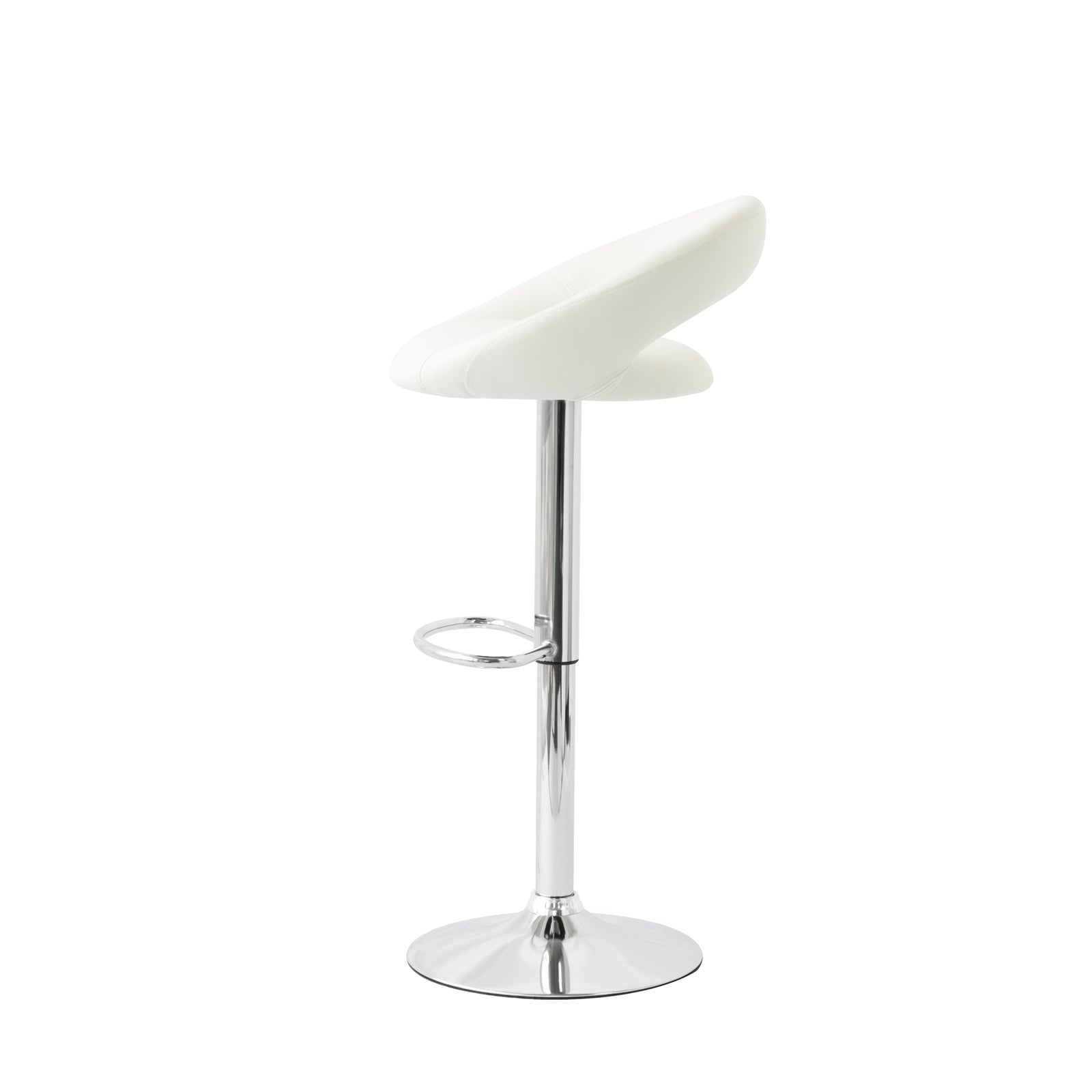 2 Curve Leather Barstools (White) w/ Adjustable Height, 78-99cm - VogueDecor.au