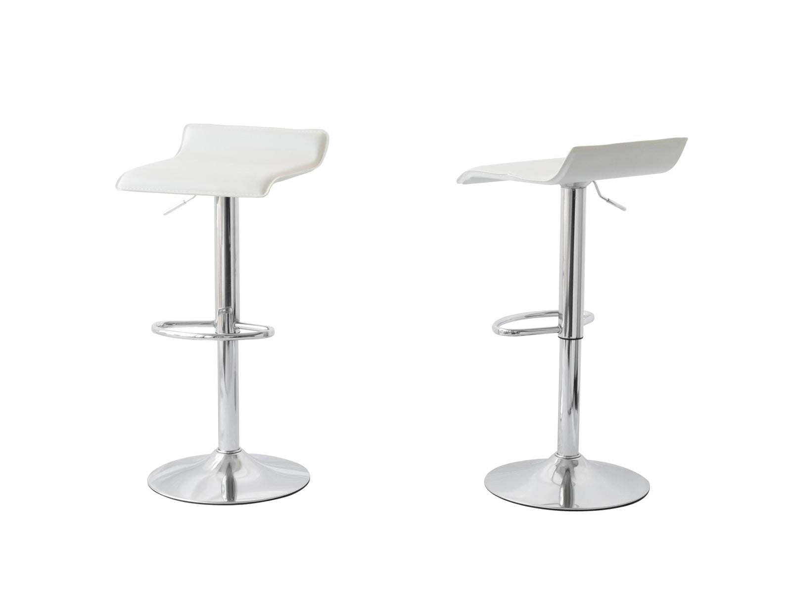 2 Leather Barstools (White) w/ Adjustable Height, 63-85cm - VogueDecor.au