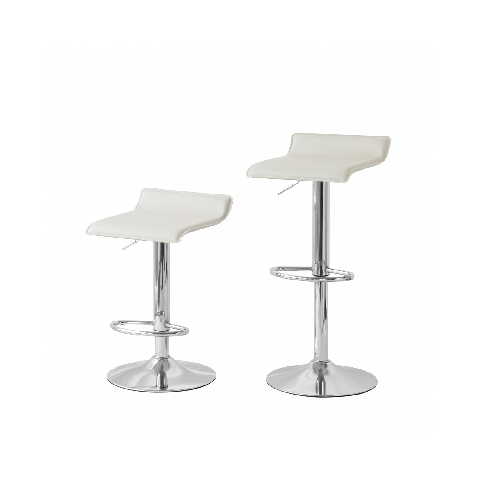 2 Leather Barstools (White) w/ Adjustable Height, 63-85cm - VogueDecor.au