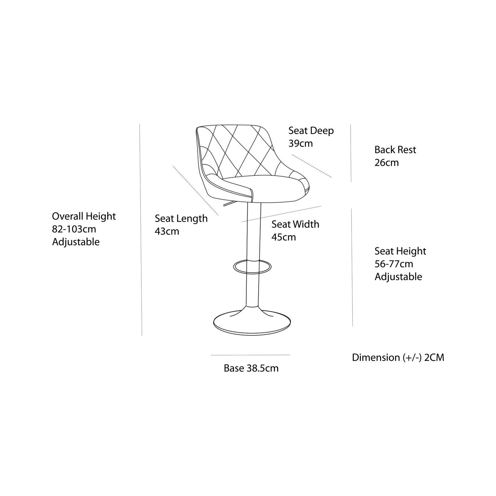 2 Diamond Style Padded Leather Barstools (Black) w/ Adjustable Height - VogueDecor.au