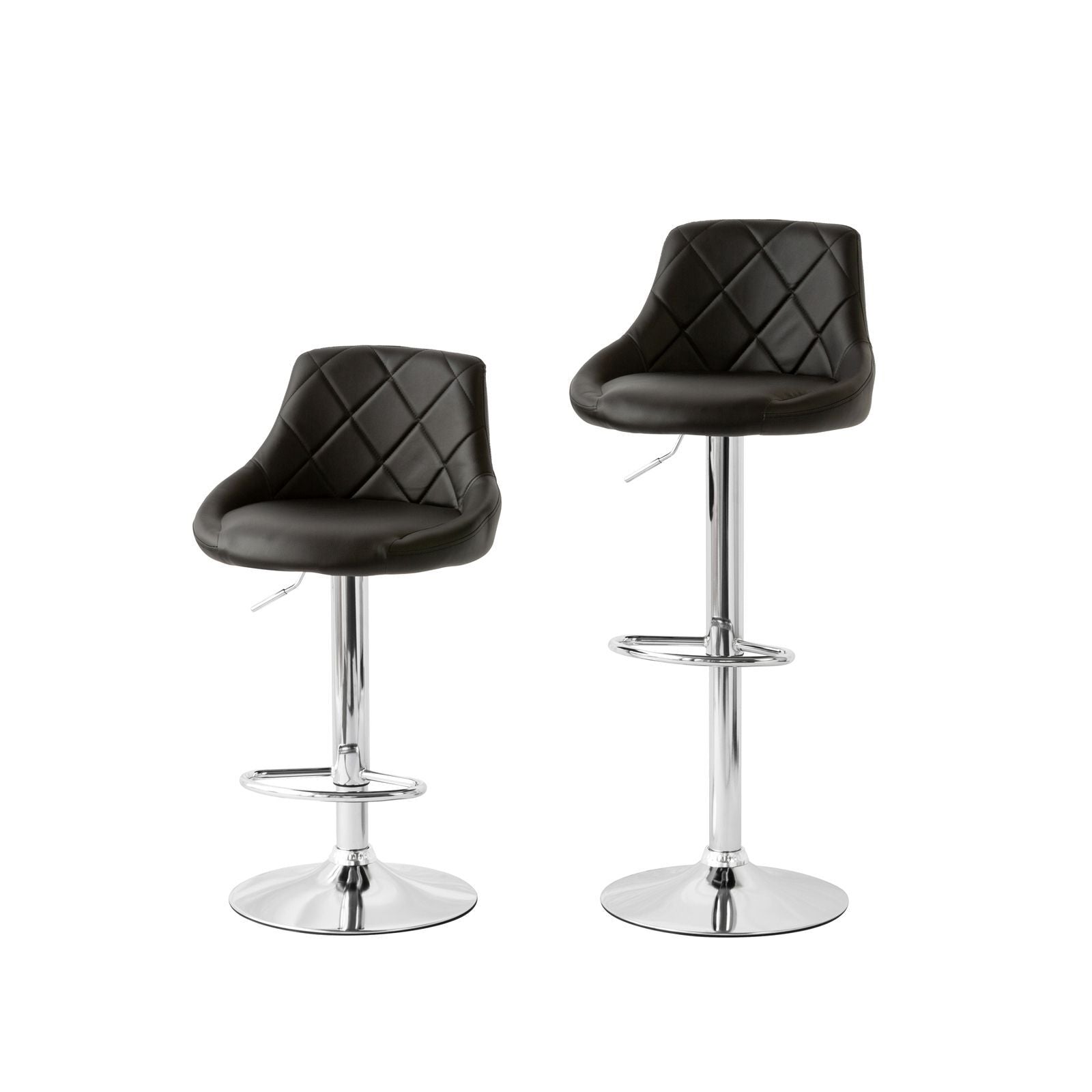 2 Diamond Style Padded Leather Barstools (Black) w/ Adjustable Height - VogueDecor.au