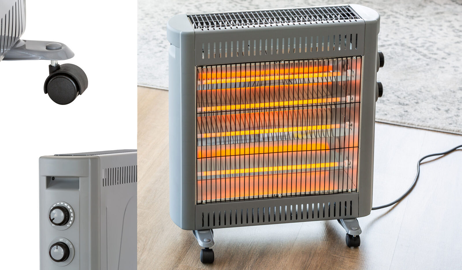 2200W Quartz Infrared Radiant Heater with Adjustable Thermostat and 2 Power Settings - VogueDecor.au