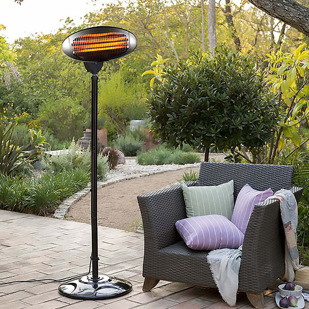 2000W 2.1m Free Standing Adjustable Portable Outdoor Electric Patio Heater Black - VogueDecor.au